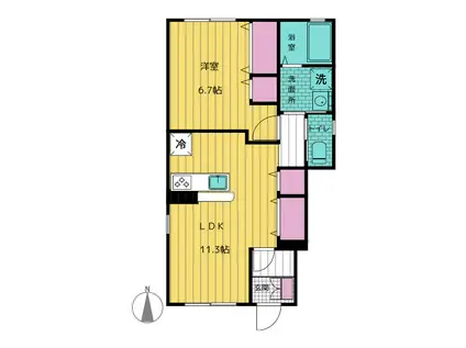 レッツサイトF(1LDK/1階)の間取り写真