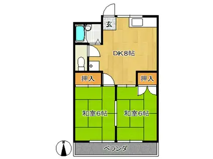 サンシャインコガネ(2DK/2階)の間取り写真