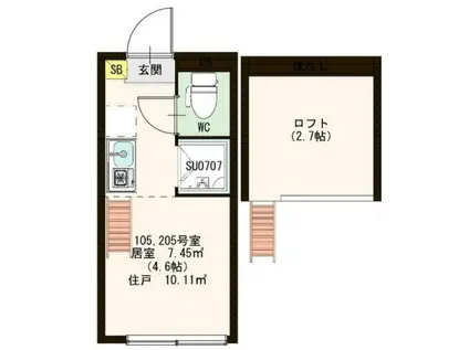 GRANDEUR新中野(ワンルーム/1階)の間取り写真