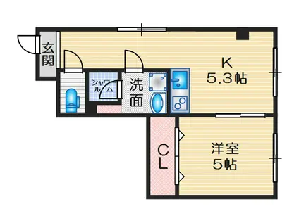 岡本ハイツ(1DK/4階)の間取り写真