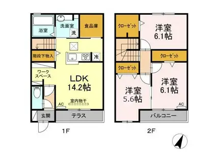 豊橋鉄道渥美線 南栄駅 徒歩28分 2階建 築4年(3LDK/1階)の間取り写真