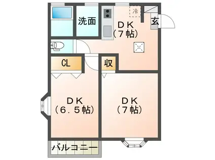 JR内房線 八幡宿駅 徒歩29分 2階建 築19年(2DK/2階)の間取り写真