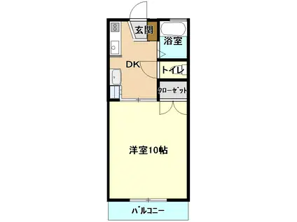 クリスタルカーサI(1K/2階)の間取り写真