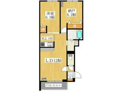 I CERA 北32条(2LDK/2階)の間取り写真