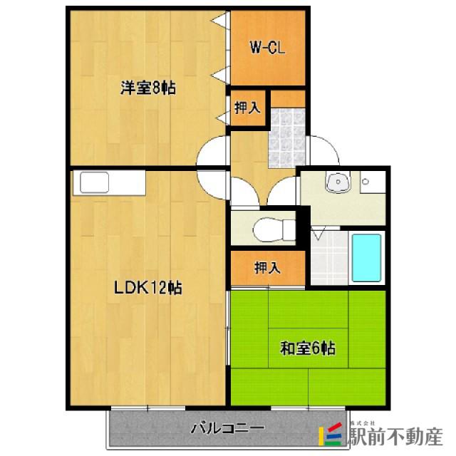 ルミエールII(2LDK/1階)の間取り写真