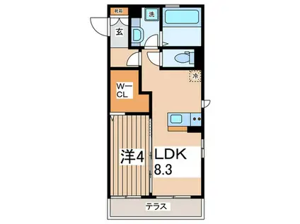 アムール(1LDK/1階)の間取り写真