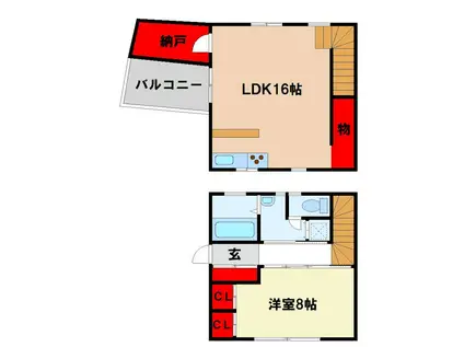 MABRUKれんがや(1LDK/1階)の間取り写真