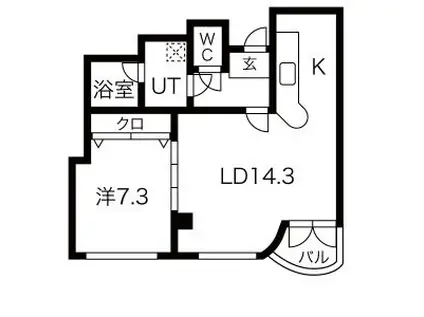 ニュークレス(1LDK/2階)の間取り写真