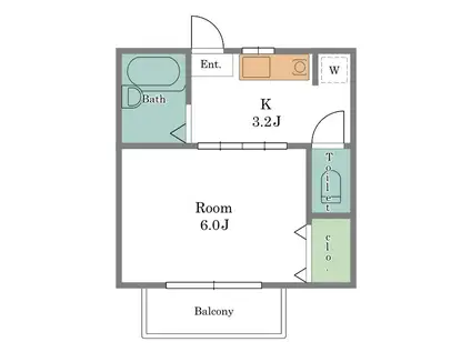寿木佐コーポ(1K/2階)の間取り写真
