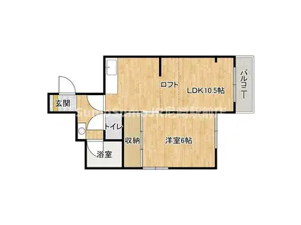 サンパレス21東園田II(1LDK/3階)の間取り写真