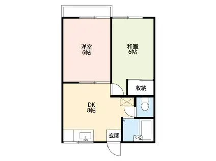 スカイハイツA(2DK/2階)の間取り写真