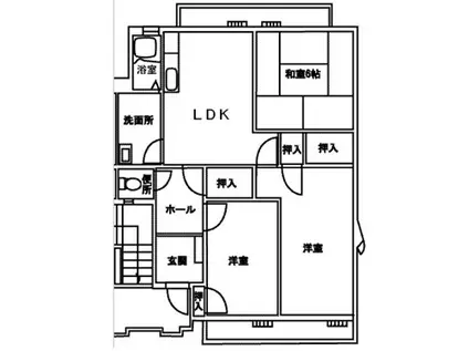 タウニ椋本D棟(3LDK/2階)の間取り写真
