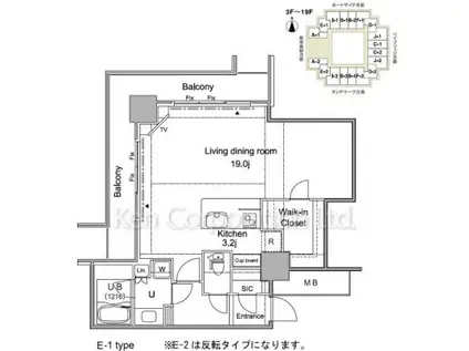 パシフィックロイヤルコートみなとみらいオーシャンタワー(ワンルーム/15階)の間取り写真