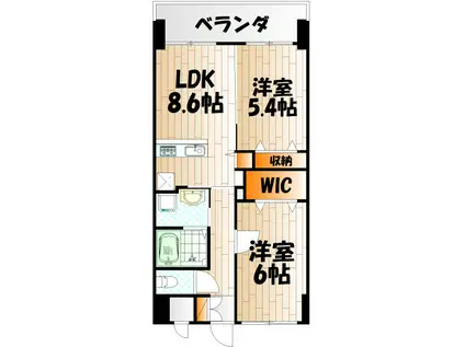 グランエスパシオ浅野(2LDK/8階)の間取り写真