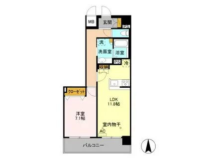 VILLA DEST OHTE A(1LDK/2階)の間取り写真