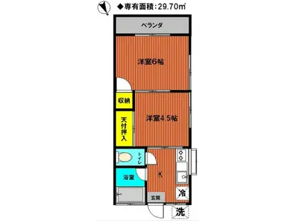 ハイツたかきち(2K/1階)の間取り写真