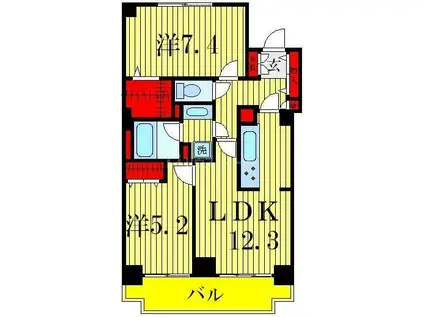 アコール北千住(2LDK/2階)の間取り写真