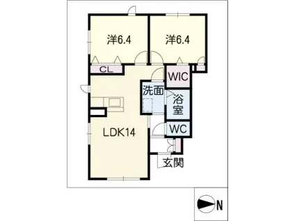 LATOUR日進(2LDK/1階)の間取り写真