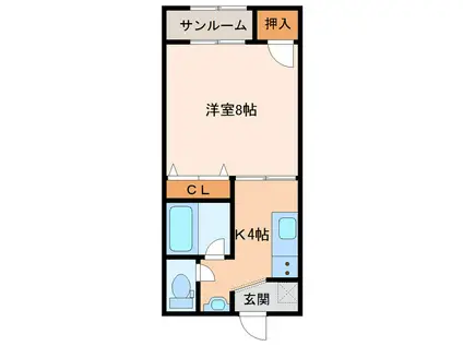 リーブル伏見台(1K/1階)の間取り写真