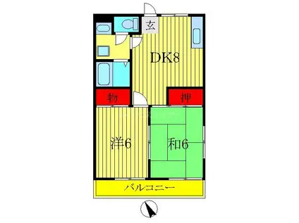 KODAヒルズ青砥(2DK/1階)の間取り写真