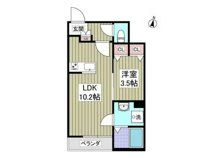 旭ヶ丘KOホームズ弐番館(1LDK/1階)の間取り写真