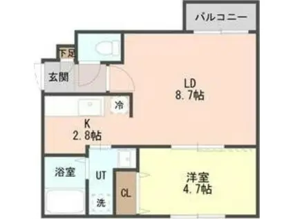 DUREN(1LDK/4階)の間取り写真