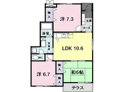 パピリオ初瀬(3LDK/1階)の間取り写真