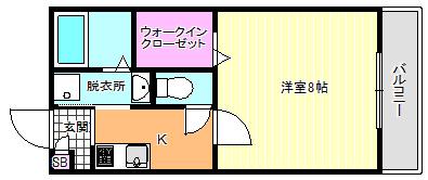 ローズコート(1K/2階)の間取り写真