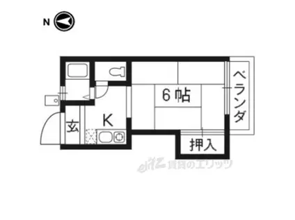 ハイツ錦(1K/2階)の間取り写真