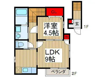コリーヌ(1LDK/2階)の間取り写真