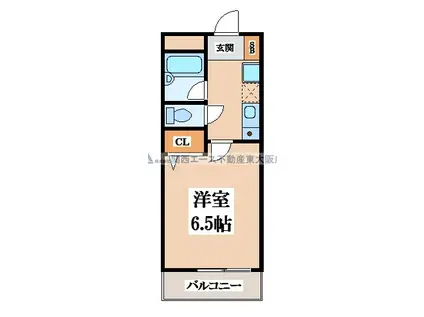 サンキプラザ今米(1K/1階)の間取り写真