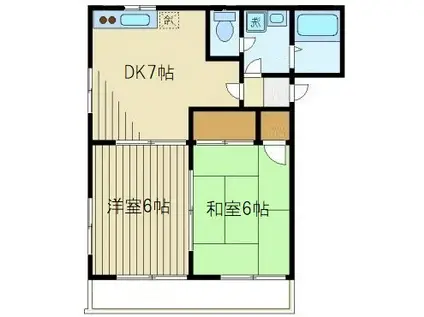 メゾンドパーシモン(2DK/2階)の間取り写真