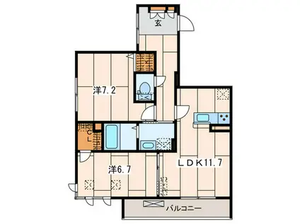 ミュールブランII(2LDK/3階)の間取り写真