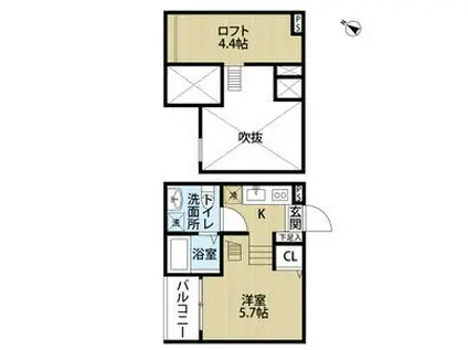 TR NA NG(ワンルーム/2階)の間取り写真