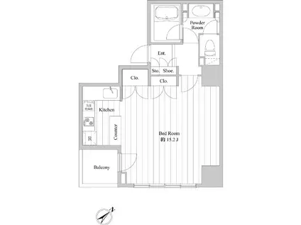 ドゥーエ向島II(ワンルーム/3階)の間取り写真