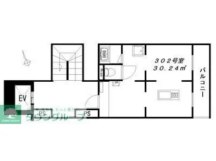 カゼトツキ(ワンルーム/3階)の間取り写真