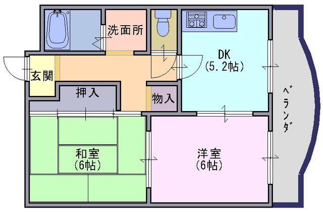 ニューエストタカダ(2DK/3階)の間取り写真