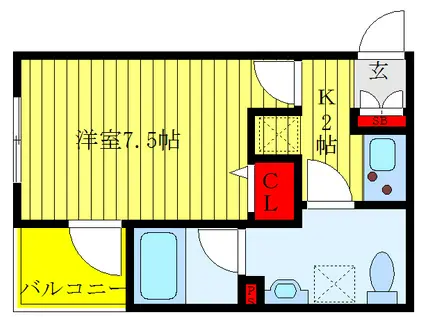グロウズ北赤羽(1K/4階)の間取り写真