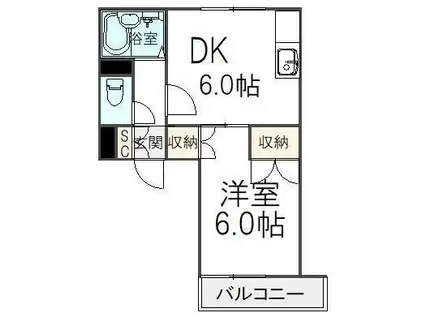 メゾン宮崎(1DK/1階)の間取り写真