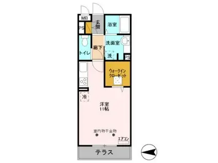 ロイジェントパークスレイクタウンD(ワンルーム/3階)の間取り写真