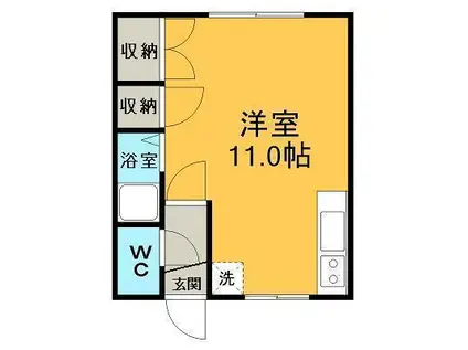 みゆきハイツ(ワンルーム/1階)の間取り写真