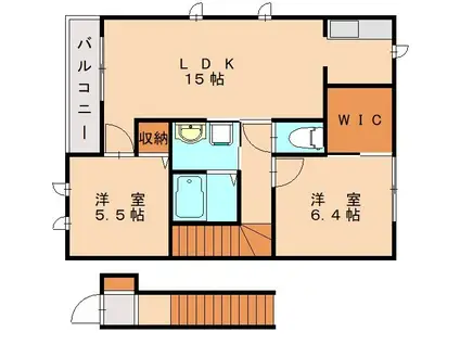 アンソレイユ二日市東(2LDK/2階)の間取り写真