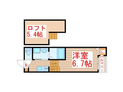 ハーモニーテラス東照宮(1K/1階)の間取り写真
