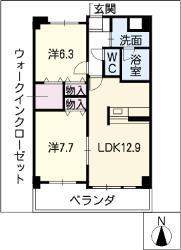 ヴィラ・ヴェール(2LDK/3階)の間取り写真