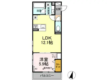 ウェルデンスディーステイB(1LDK/3階)の間取り写真