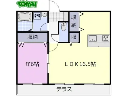 メゾンママ I(1LDK/2階)の間取り写真