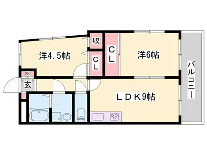 グランヴィラII(2LDK/1階)の間取り写真