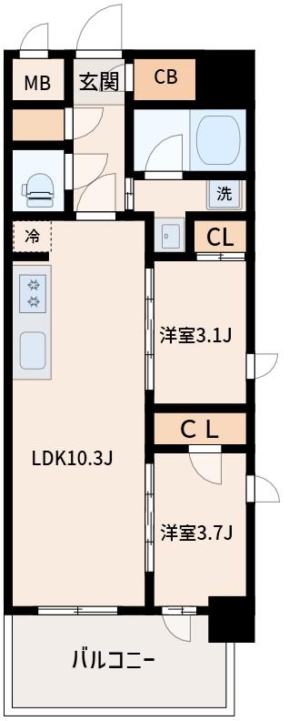 リビオメゾン新大阪(2LDK/4階)の間取り写真