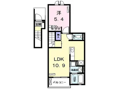 ブランシュシュ(1LDK/2階)の間取り写真