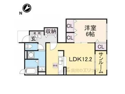 グランツB(1LDK/1階)の間取り写真